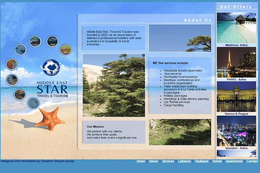 travel agency middle east star website,dynamic website