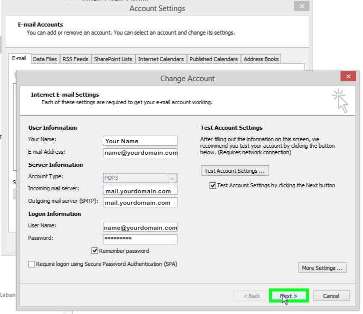 how to change your password in outlook